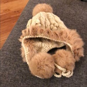 Knitted hat with real fur